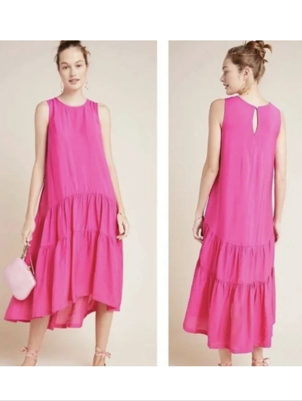 Maeve Anthropologie Tiered Midi Maxi Prairie Dress S Peasant Whimsical #9 - Picture 2 of 7